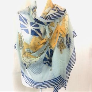 British Flag Crown & Armor Scull Square Scarf  74”